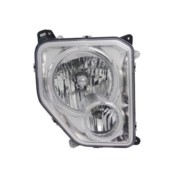 Headlight Assembly Composite Right w/Fog Lamps Chrome Bezel Round Bulb Shield CAPA for Jeep Liberty 2010-2012