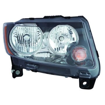 Headlight Assembly Composite Right Standard Type w/Black Trim CAPA for Jeep Compass 2013-2017