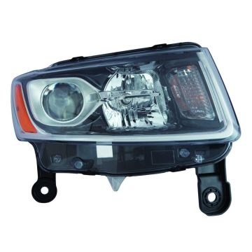 Headlight Assembly Composite Right Halogen Standard Type Chrome CAPA for Jeep Grand Cherokee 2014-2016