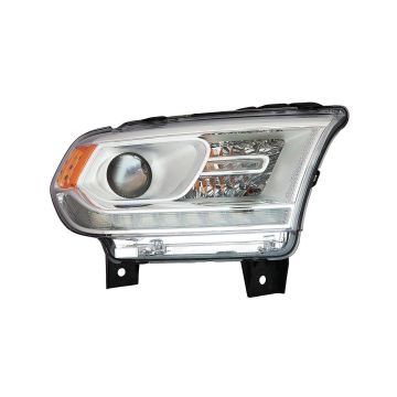 Headlight Assembly Composite Right Halogen w/DRL Chrome Trim CAPA for Dodge Durango 2016-2020