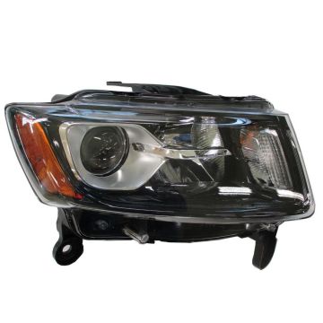 Headlight Assembly Composite Right Halogen Standard Type Black CAPA for Jeep Grand Cherokee 2014-2016