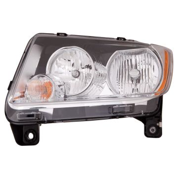 Headlight Lens Housing Left Halogen w/o Leveling CAPA for Jeep Compass 2011-2013