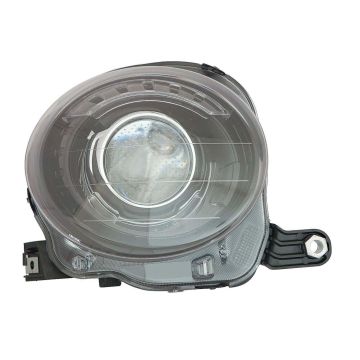 Headlight Assembly Composite Right Projector Type w/Black Bezel w/Chrome Trim CAPA for Fiat 500 2012-2019