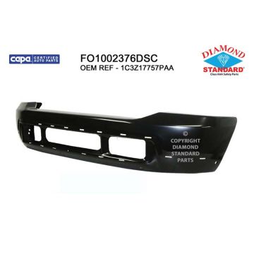 Bumper Face Bar Front w/Lower Valance Holes w/Upper Valance Panel Black CAPA for Ford Excursion F-250 Super Duty F-350 Super Duty
