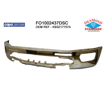 Bumper Face Bar Front w/o Park Distance Sensors Chrome CAPA for Ford Ranger 2019-2023