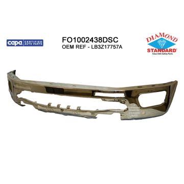 Bumper Face Bar Front w/Park Distance Sensors Chrome CAPA for Ford Ranger 2019-2023
