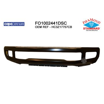 Bumper Face Bar Front w/Fog Lamps w/Fender Flares Argent CAPA for Ford F-250 Super Duty F-350 Super Duty F-450 Super Duty F-550 Super Duty