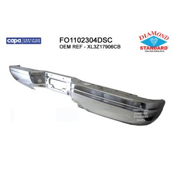 Bumper Face Bar Rear w/o Proximity Sensor Step Type Heritage Fits Super Duty Chrome CAPA for Ford F-150 F-150 Heritage F-250 Super Duty F-350 Super Duty