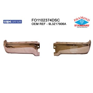 Bumper Face Bar Rear w/o Rear Object Sensors Chrome CAPA for Ford F-150 2009-2014