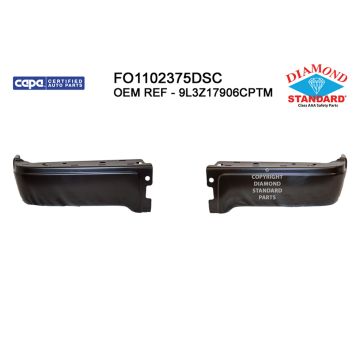 Bumper Face Bar Rear w/o Rear Object Sensors Primed CAPA for Ford F-150 2009-2014