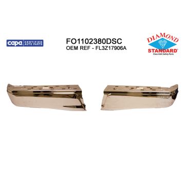 Bumper Face Bar Rear w/o Rear Object Sensors Chrome CAPA for Ford F-150 2015-2020