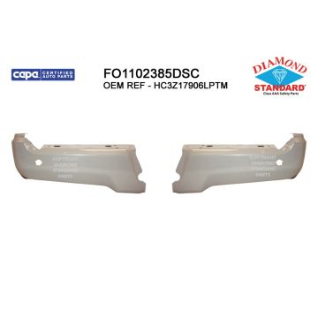 Bumper Face Bar Rear w/Parking Aid Sensors Primed CAPA for Ford F-250 Super Duty F-350 Super Duty F-450 Super Duty