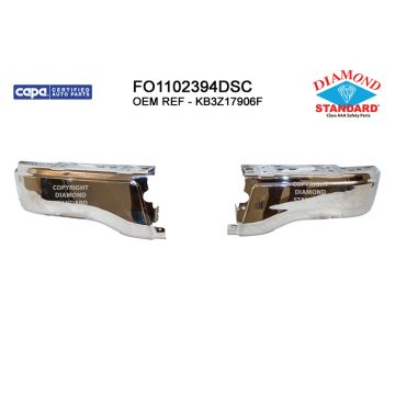 Bumper Face Bar Rear w/o Rear Parking Aid Chrome CAPA for Ford Ranger 2019-2023