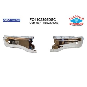 Bumper Face Bar Rear w/Rear Parking Aid Chrome CAPA for Ford Ranger 2019-2023