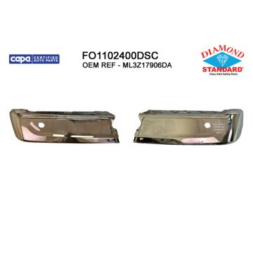 Bumper Face Bar Rear w/Rear Parking Aid w/o Active Park Assist Chrome CAPA for Ford F-150 2021-2024