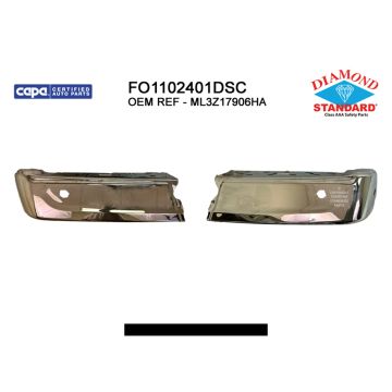 Bumper Face Bar Rear w/Rear Parking Aid w/Active Park Assist Chrome CAPA for Ford F-150 2021-2024