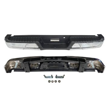 Bumper Assembly Rear w/o Towing Pkg w/o Parking Aid w/Lamps Chrome for Ford F-150 2021-2024