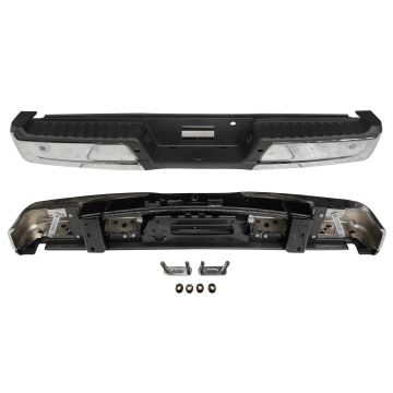 Bumper Assembly Rear w/o Towing Pkg w/Parking Aid w/o Active Park w/Lamps Chrome for Ford F-150 2021-2024