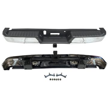 Bumper Assembly Rear w/Towing Pkg w/Med/Hvy Duty w/o Parking Aid w/Lamps Chrome for Ford F-150 2021-2024