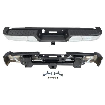 Bumper Assembly Rear w/Towing Pkg w/Max Duty w/o Parking Aid w/Lamps Chrome for Ford F-150 2021-2024