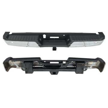 Bumper Assembly Rear w/Max Towing w/Parking Aid w/o Active Park w/Lamps Chrome for Ford F-150 2021-2024
