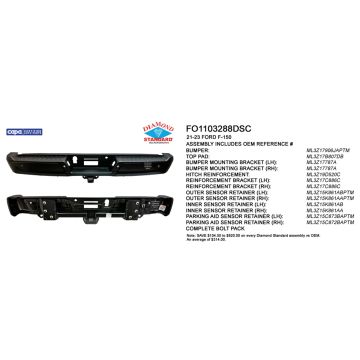 Bumper Assembly Rear w/Med/Hvy Tow w/Parking Aid w/Active Park w/Sen Ret CAPA for Ford F-150 2021-2023