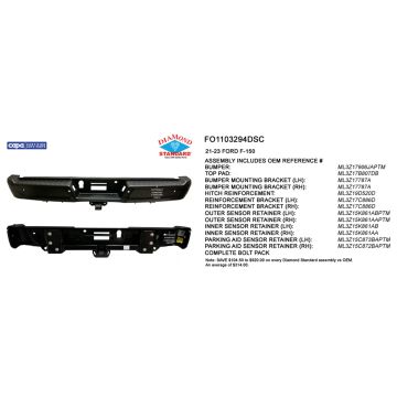 Bumper Assembly Rear w/Max Duty Towing w/Parking Aid w/Active Park w/Sen Ret CAPA for Ford F-150 2021-2023
