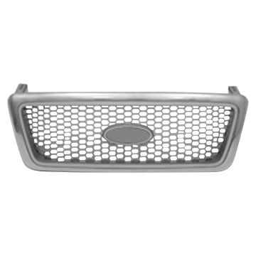 Grille Assembly Honeycomb Design Bright & Silver w/Chrome Frame for Ford F-150 Lariat 2004-2008