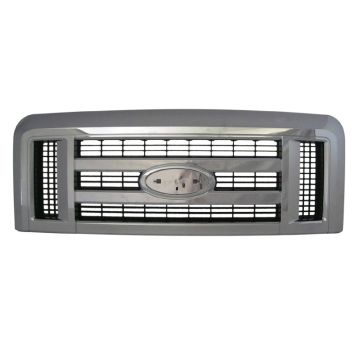 Grille Assembly Chrome CAPA for Ford E-150 E-250 E-350 Super Duty E-450 Super Duty