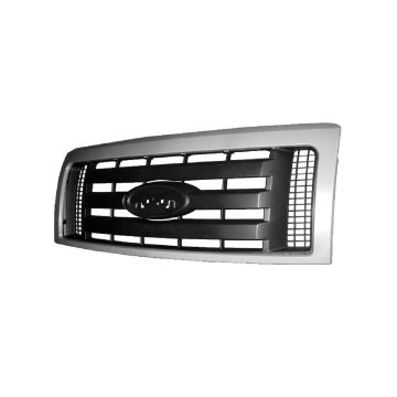 Grille Assembly Textured Horizontal Bars Smooth Frame CAPA for Ford F-150 FX4 STX 2009-2014