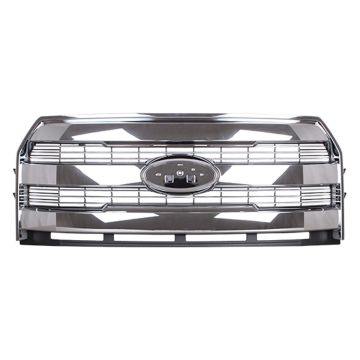 Grille Assembly w/o Front View Camera Chrome Surround/Mesh Insert CAPA for Ford F-150 Extended Cab Pickup Crew Cab Pickup 2015-2017