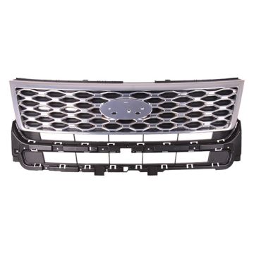Grille Assembly Satin Chrome for Ford Explorer Platinum 2016-2017