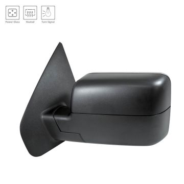 Door Mirror Assembly Left Power Heated w/o Puddle Lamp w/o Auto Dimmer Black for Ford F-150 2007-2008