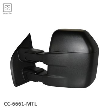 Door Mirror Assembly Left Trailer Tow Type Manual w/o Signal Lamps Black for Ford F-150 2015-2018