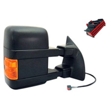 Door Mirror Assembly Right Power Heated Manual Telescoping w/Signal & Clearance Lamp w/Memory Black for Ford F-250 Super Duty F-350 Super Duty