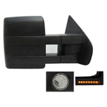 Door Mirror Assembly Right Power Heated Trailer Tow Type w/Signal Lamp w/Puddle Lamp Black for Ford F-150 2007-2012