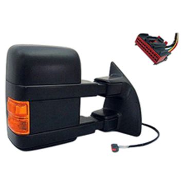 Door Mirror Assembly Right Power Heated Manual Telescoping w/Signal & Clearance Lamp Textured for Ford F-250 Super Duty F-350 Super Duty