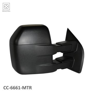 Door Mirror Assembly Right Trailer Tow Type Manual w/o Signal Lamps Black for Ford F-150 2015-2018