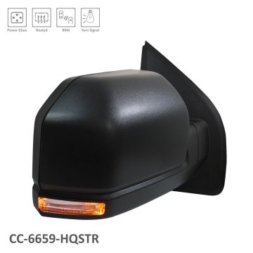 Door Mirror Right Standard Type Power Heated w/BLIS w/o Spot Lamp Fixed Black for Ford F-150 2015-2016