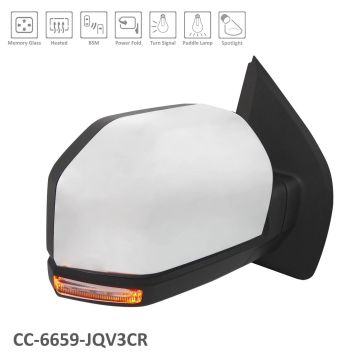 Door Mirror Assembly Right Standard Type w/BLIS w/Memory w/o Camera w/Spot Power-Fold Chrome for Ford F-150 2015-2018