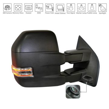 Door Mirror Assembly Right Telescopic w/BLIS w/Side View Camera Black for Ford F-150 2015-2018