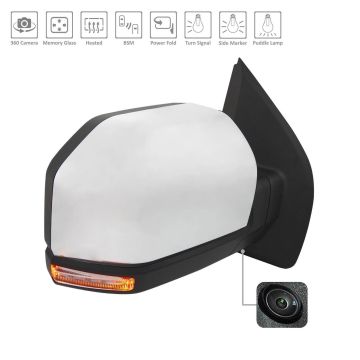 Door Mirror Assembly Right Standard Heated w/BLIS w/Side View Camera Chrome for Ford F-150 2015-2018