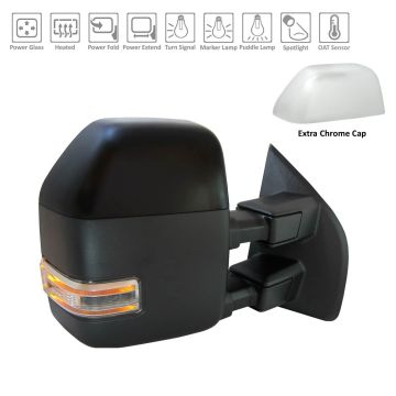 Door Mirror Assembly Right Power Power-Telescoping w/o BLIS w/o S/V Camera Black for Ford F-250 Super Duty F-350 Super Duty F-450 Super Duty F-550 Super Duty