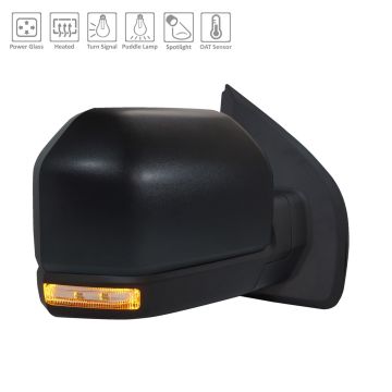 Door Mirror Assembly Right Heated w/o Blind Spot Detection w/Spot Lamp Black for Ford F-150 2019-2020