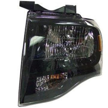 Headlight Assembly Composite Left w/Black-Out Black Housing CAPA for Ford Expedition 2007-2014