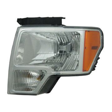Headlight Assembly Composite Left Chrome Trim CAPA for Ford F-150 FX4 Platinum STX XL XLT King Ranch Lariat Harley-Davidson Edition Lariat Limited 2009-2014