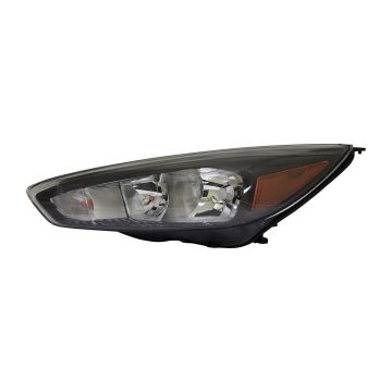 Headlight Assembly Composite Left Halogen w/o Signature Lighting Black Bezel Bulb DRL CAPA for Ford Focus 2015-2018