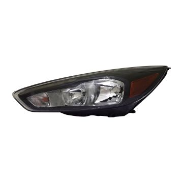 Headlight Assembly Composite Left Halogen Black Bezel w/Signature Lighting LED DRL CAPA for Ford Focus 2015-2018