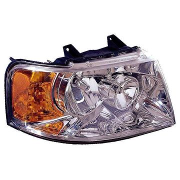 Headlight Assembly Composite Right May Require Additional Parts w/Chrome Bezel CAPA for Ford Expedition 2003-2006