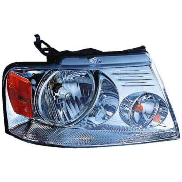 Headlight Assembly Composite Right w/Chrome Trim CAPA for Ford F-150 Lincoln Mark LT